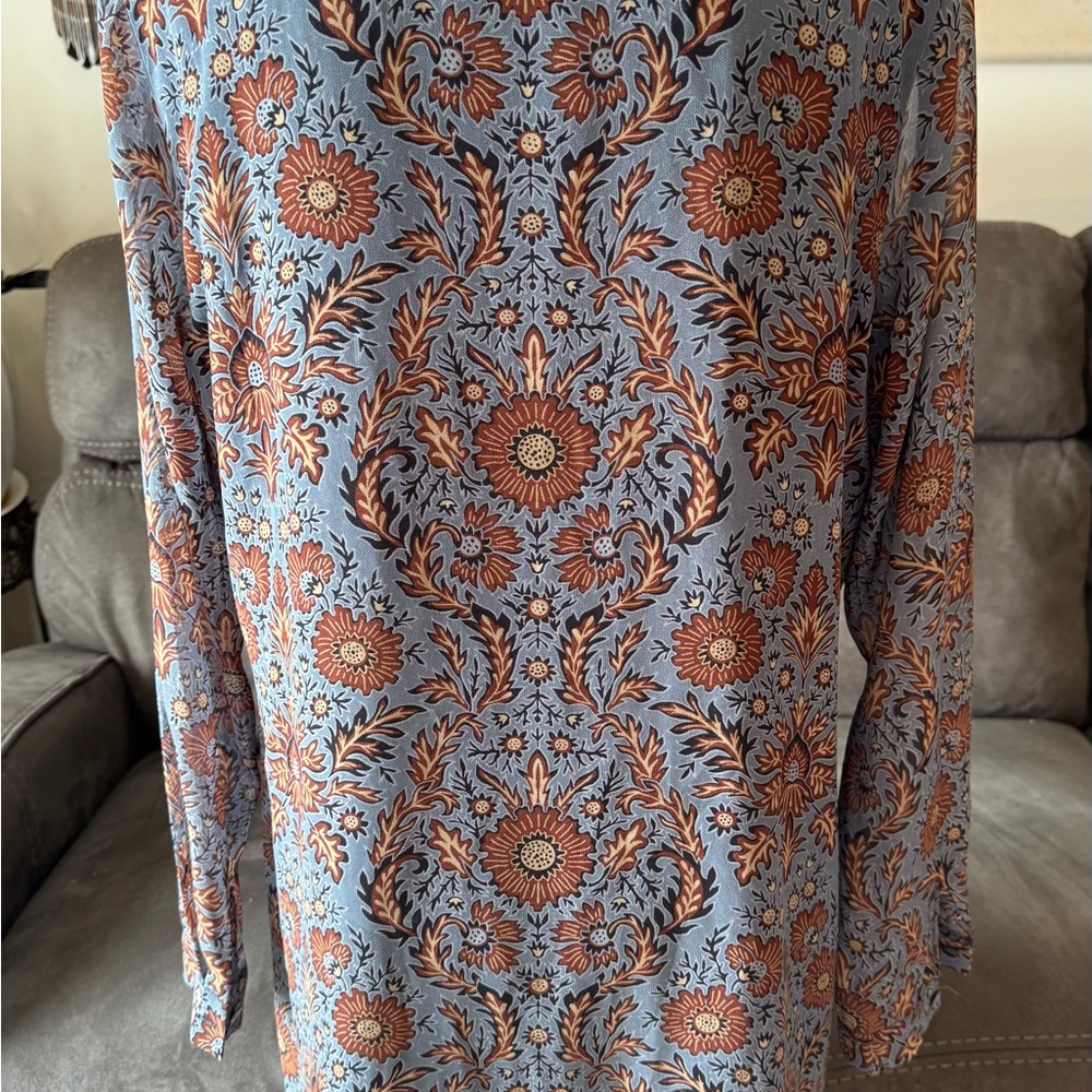 CAbi Provincial Blue Paisley Shirt Dress- Large - Picture 8 of 10